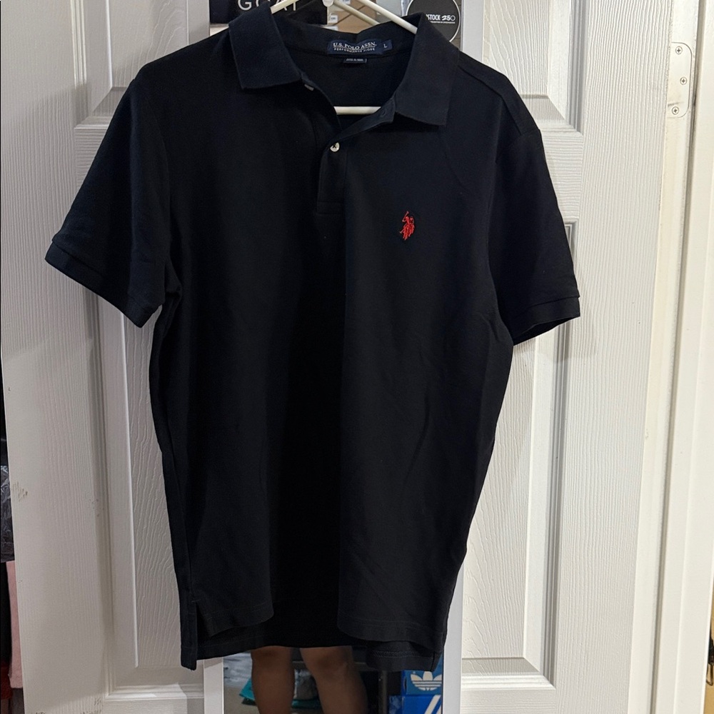 U.S Polo Assn. Men's Polo Shirt in Black with Red Logo